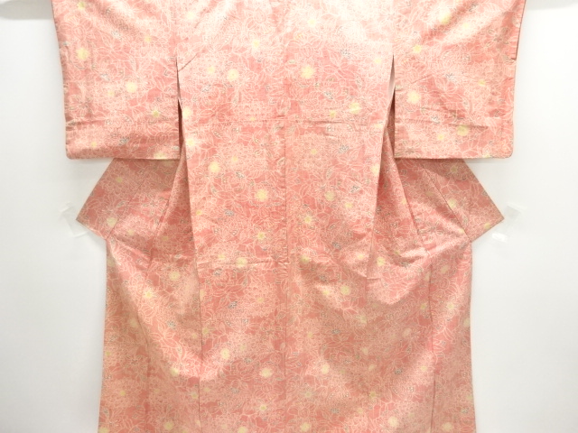 JAPANESE KIMONO / ANTIQUE KIMONO / SILK / TSUMUGI / WOVEN FLOWER